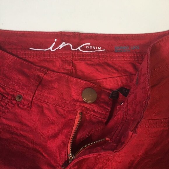 Inc Denim Petite Glamorous Red Skinny Leg Regular Fit Jeans Size 2P. NWT - Picture 7 of 13